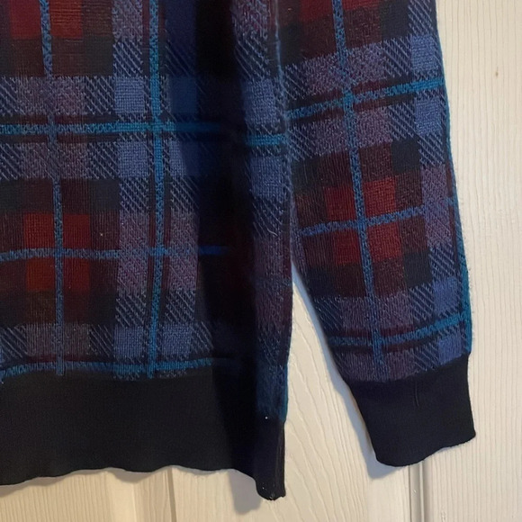 Club Room mens blue plaid merino wool blend sweater size medium - Picture 3 of 7